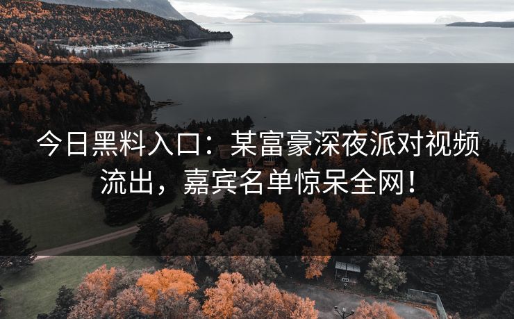 今日黑料入口：某富豪深夜派对视频流出，嘉宾名单惊呆全网！