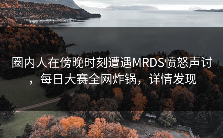 圈内人在傍晚时刻遭遇MRDS愤怒声讨，每日大赛全网炸锅，详情发现