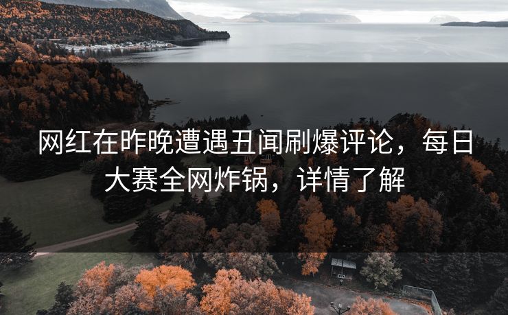 网红在昨晚遭遇丑闻刷爆评论，每日大赛全网炸锅，详情了解
