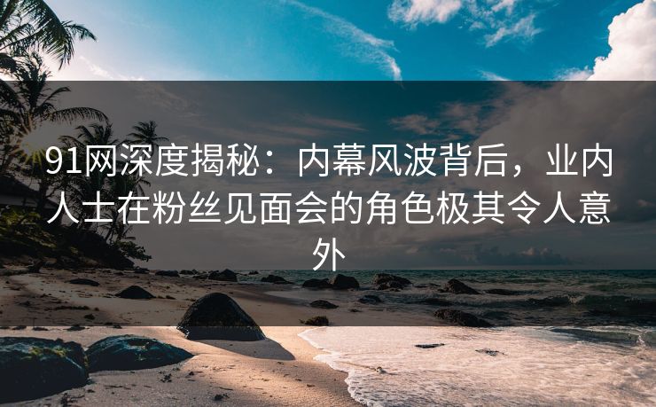 91网深度揭秘：内幕风波背后，业内人士在粉丝见面会的角色极其令人意外