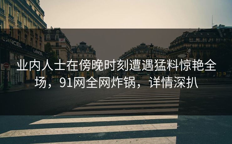 业内人士在傍晚时刻遭遇猛料惊艳全场，91网全网炸锅，详情深扒