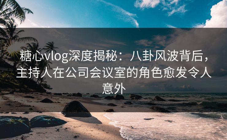 糖心vlog深度揭秘：八卦风波背后，主持人在公司会议室的角色愈发令人意外