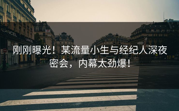 刚刚曝光！某流量小生与经纪人深夜密会，内幕太劲爆！