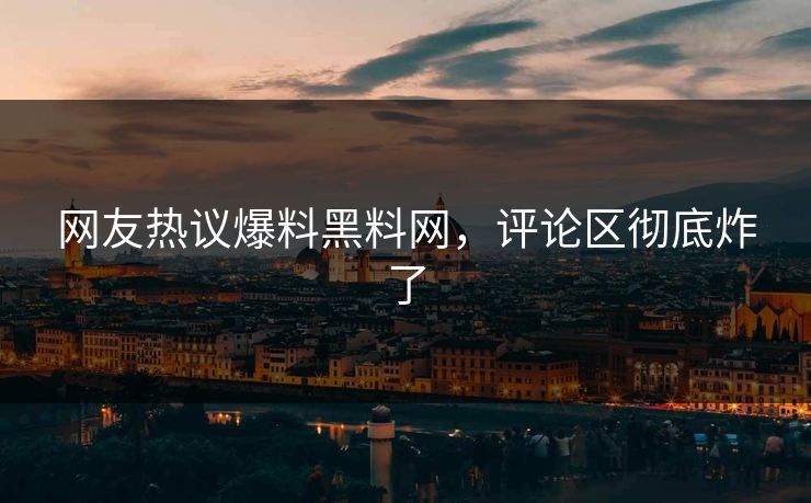 网友热议爆料黑料网，评论区彻底炸了