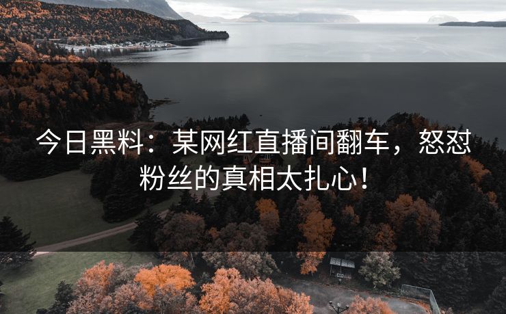 今日黑料：某网红直播间翻车，怒怼粉丝的真相太扎心！
