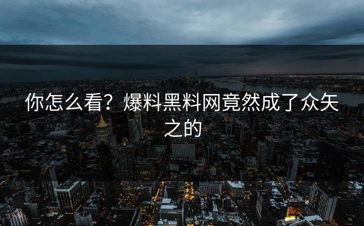 你怎么看？爆料黑料网竟然成了众矢之的