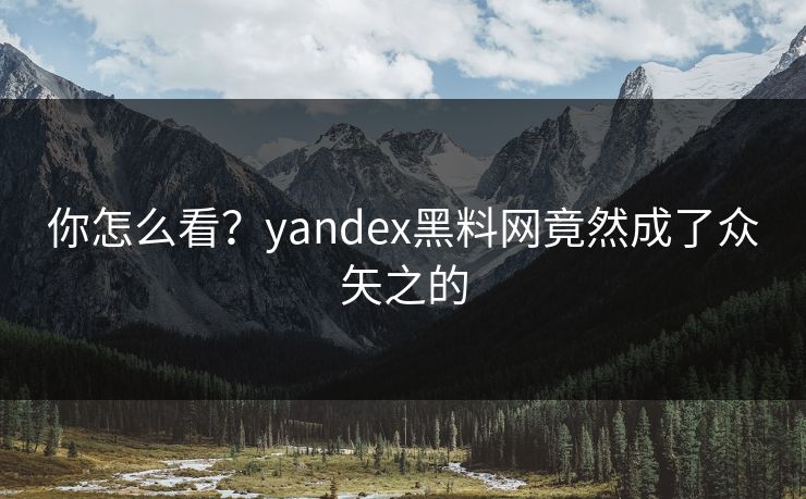 你怎么看？yandex黑料网竟然成了众矢之的