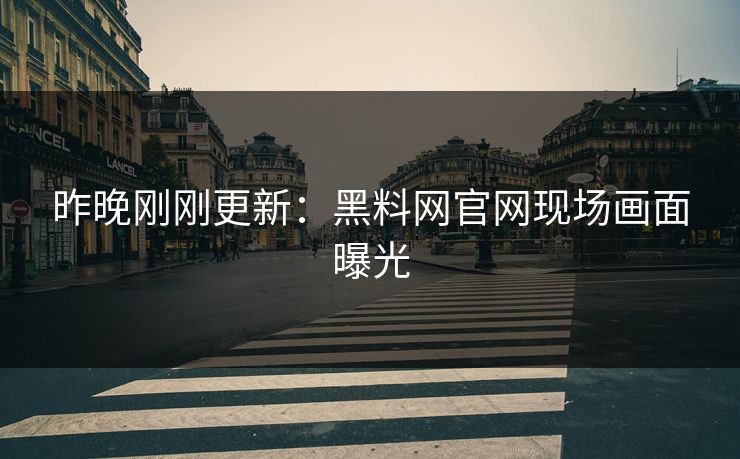 昨晚刚刚更新：黑料网官网现场画面曝光