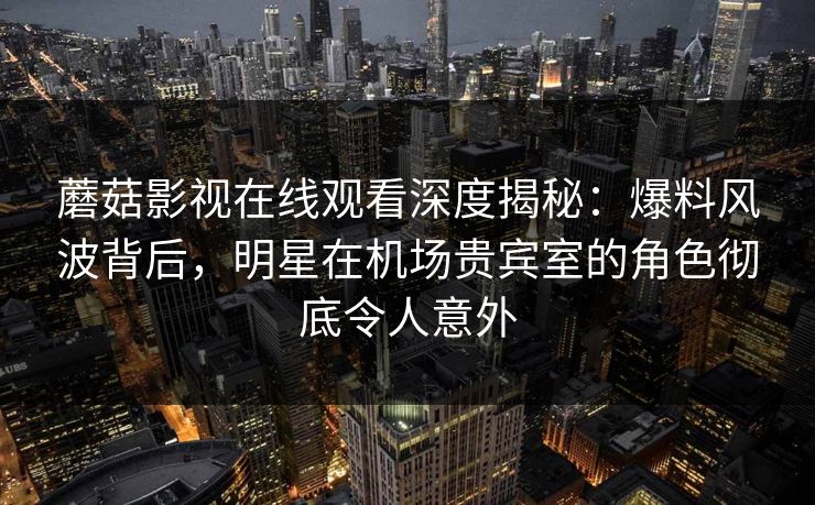 蘑菇影视在线观看深度揭秘：爆料风波背后，明星在机场贵宾室的角色彻底令人意外
